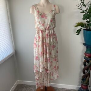 Qed London Cottagecore High Low Floral Sleeveless Chiffon Maxi Wrap Dress Small
